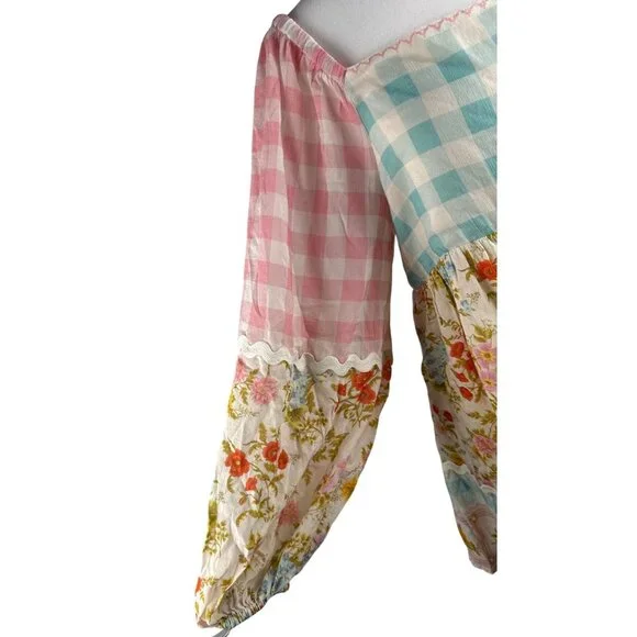 SPELL Women's Tunic Dress Pastel Floral Smocking Long Sleeve 233113N Size L - Picture 10 of 15